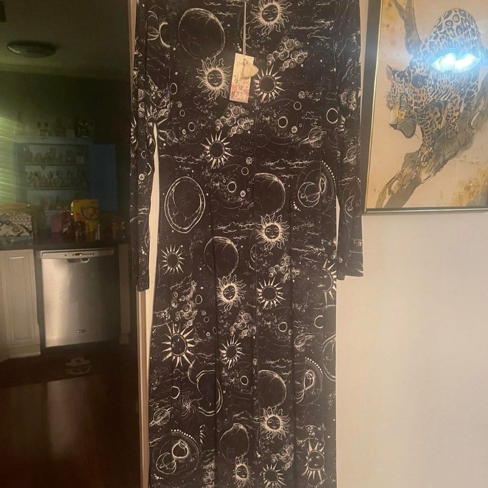 Johnny Was Black and White Celestial Maxi Dress